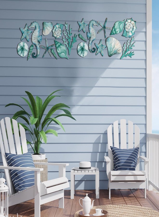 Lineshading 20 Pcs Wooden Beach Wall Decor Coastal Art Decorations Ocean Seashell Starfish Seahorse Nautical Wall Art Beach Theme Bathroom Decor for Outdoor Farmhouse House Home - Image 4